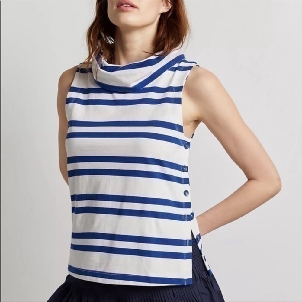 Anthropologie Maeve Sailor Cowl-Neck-Top Blue